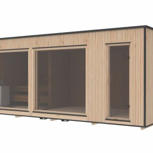 Sauna Moderna de Lux rectangulara mare cu fatada panoramica din sticla