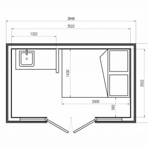 Plan schita casa modulara moderna 2.3x3.9 m