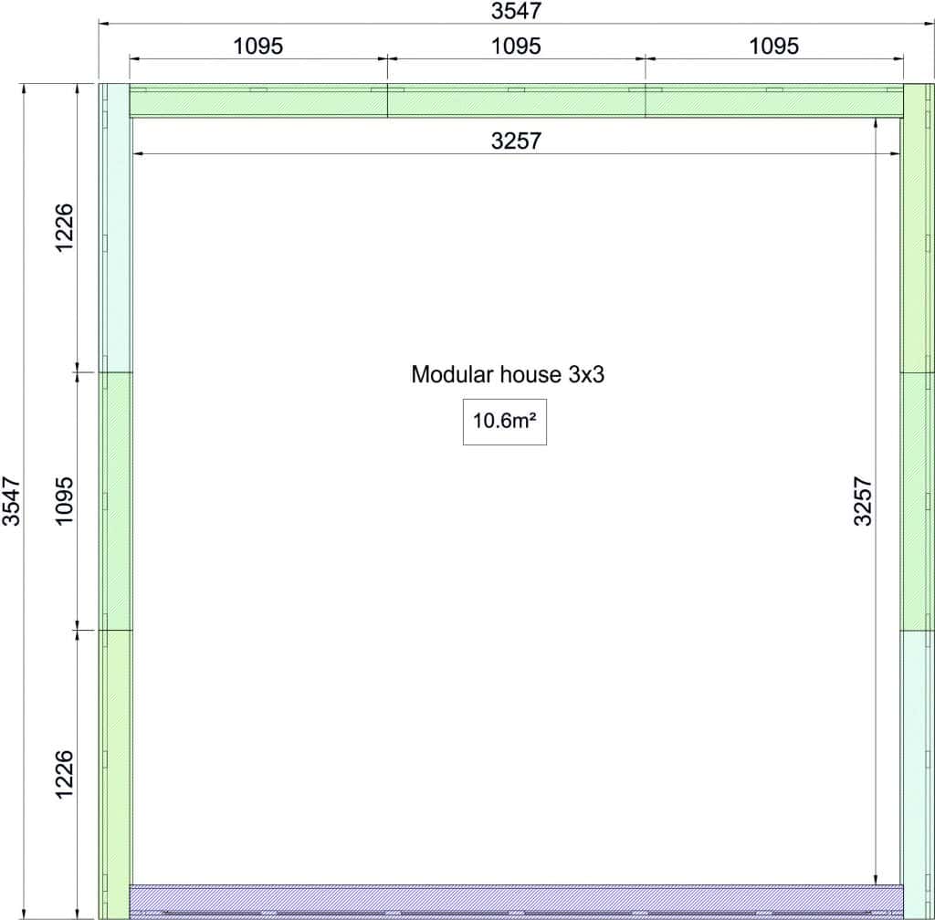 Plan schita Casa Modulara 3x3