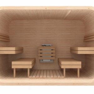 Sauna Patrata Comfort cu geam panoramic ideala pentru spatii spa