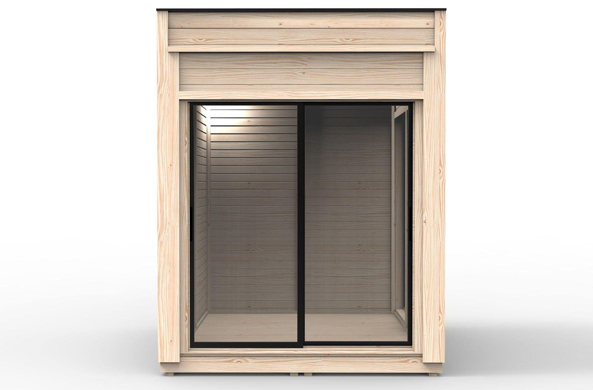 Casa Modulara din pin 2x2 m cu structura termoizolata si ferestre vitrina