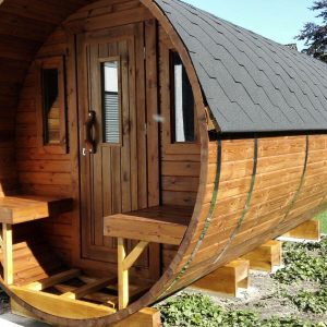 Sauna rustica cu doua ferestre termopan fata-spate