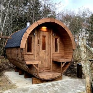 Sauna butoi 4.0 m Ø 2.27 m cu design rotund elegant si spatios
