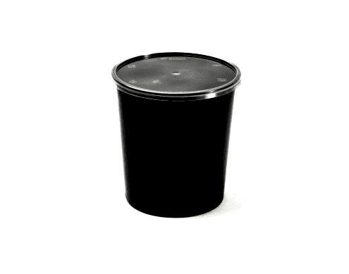 Black 1000ml foil container for food storage and takeout.