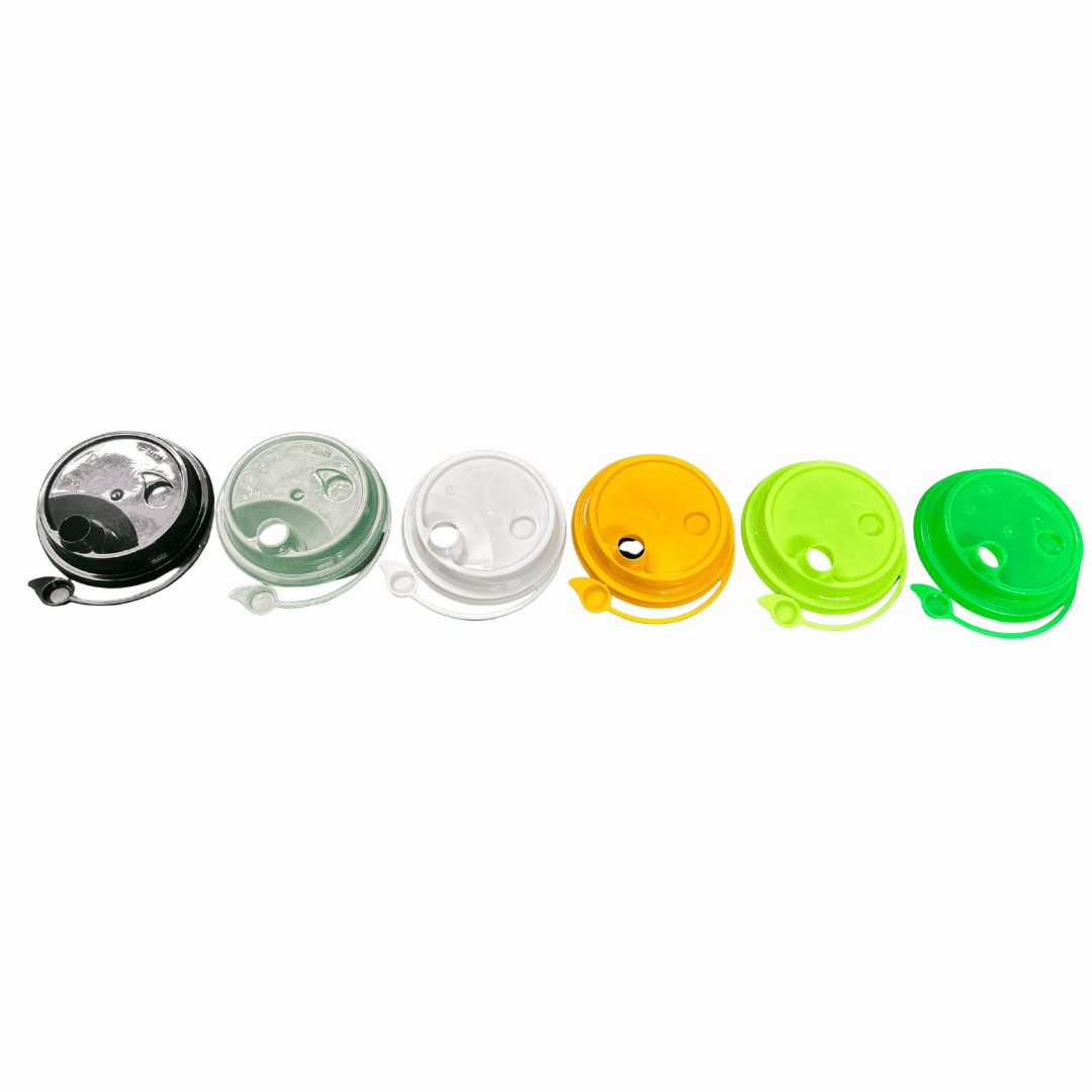 Sipper lids for Alfa foil containers in various colors, ideal for food storage and takeout. Durable,.