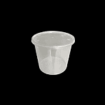 Clear plastic DAKON 750ml tall round container for food storage and takeaway.
