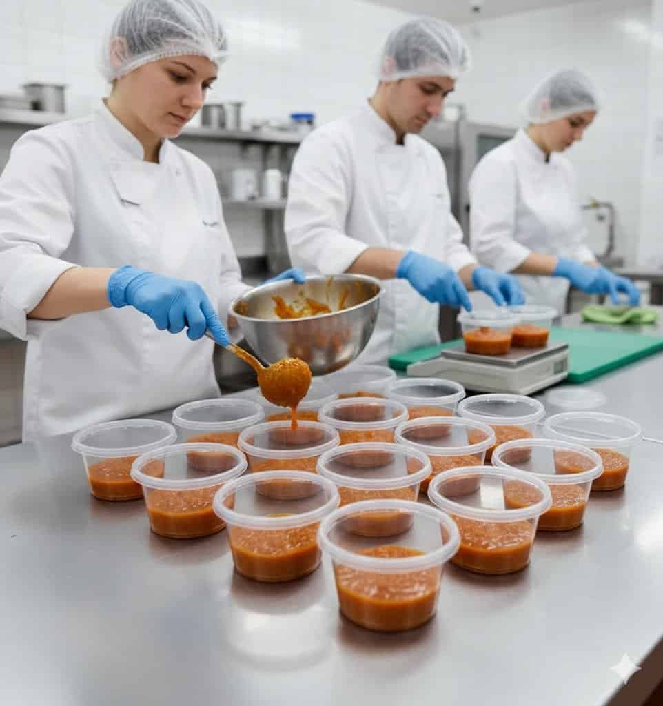 Alfa foil containers used for food packaging in commercial kitchens and food businesses.