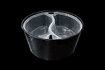 Clear plastic Alfa foil container for food storage and catering needs.