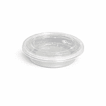 Round plastic food container for takeout and storage.