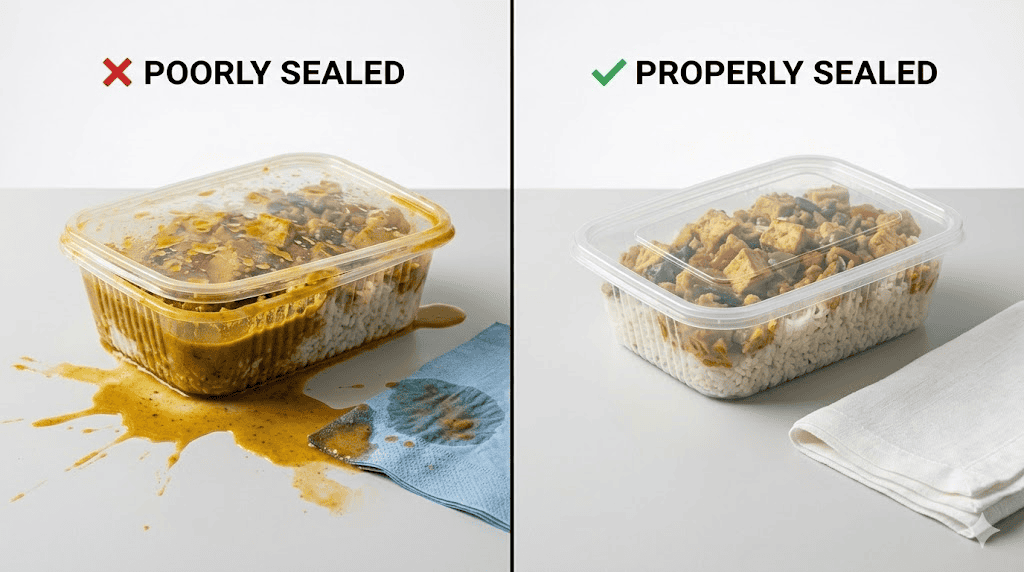 Properly sealed Alfa Foil containers for safe food storage during long-distance travel.