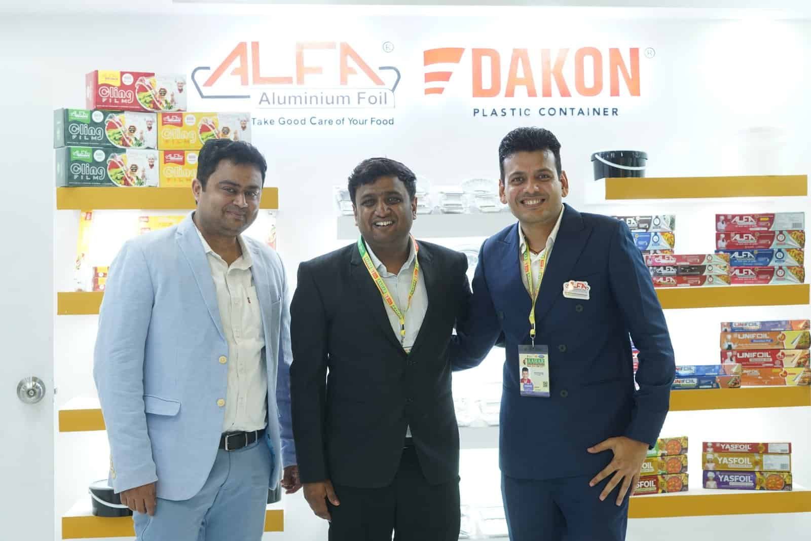 Alfa Foil Containers display at trade event for food packaging solutions.