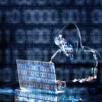 Cybersecurity expert analyzing data on a laptop for business protection.