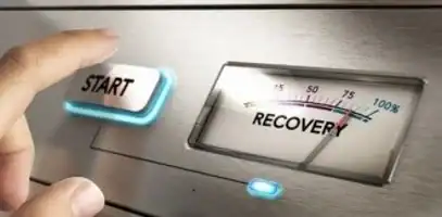 Start button and recovery meter on a metallic device.