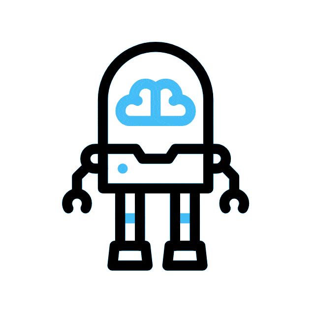 A robot embodying cultural symbolism with a cloud on his head. Work Culture.