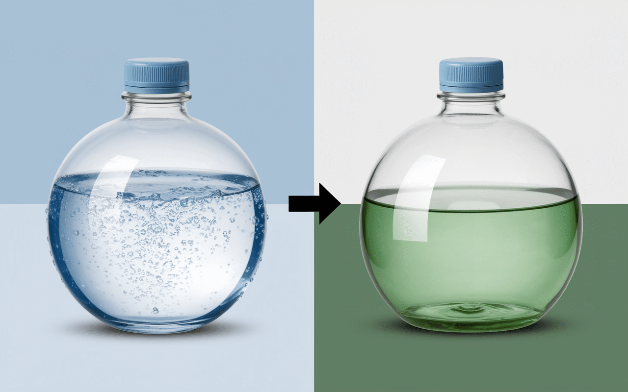 comparaison capsule d'eau comestible bouteille plastique