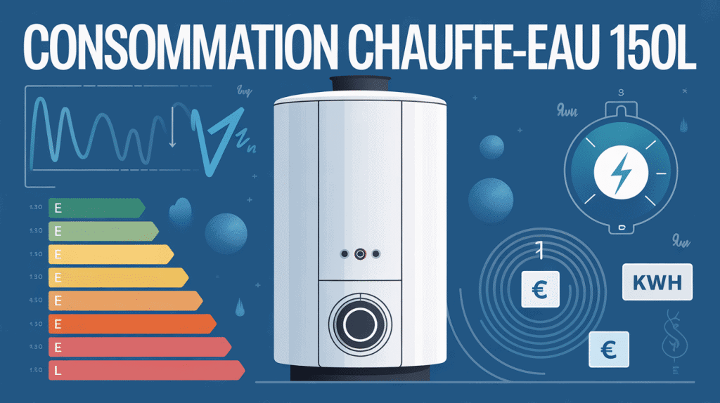 Schéma consommation kWh chauffe-eau 150l par jour