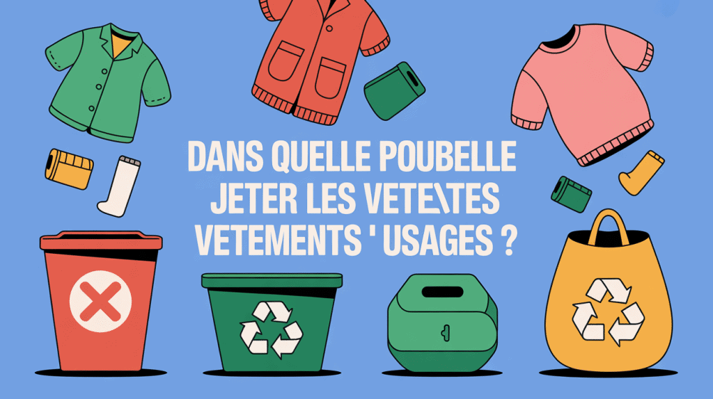 illustration dans quelle poubelle jeter les vêtements usagés