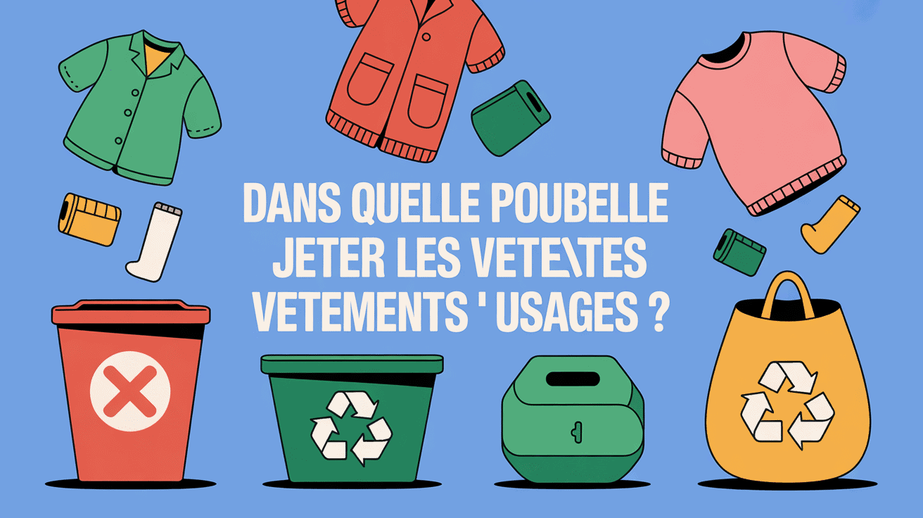 illustration dans quelle poubelle jeter les vêtements usagés
