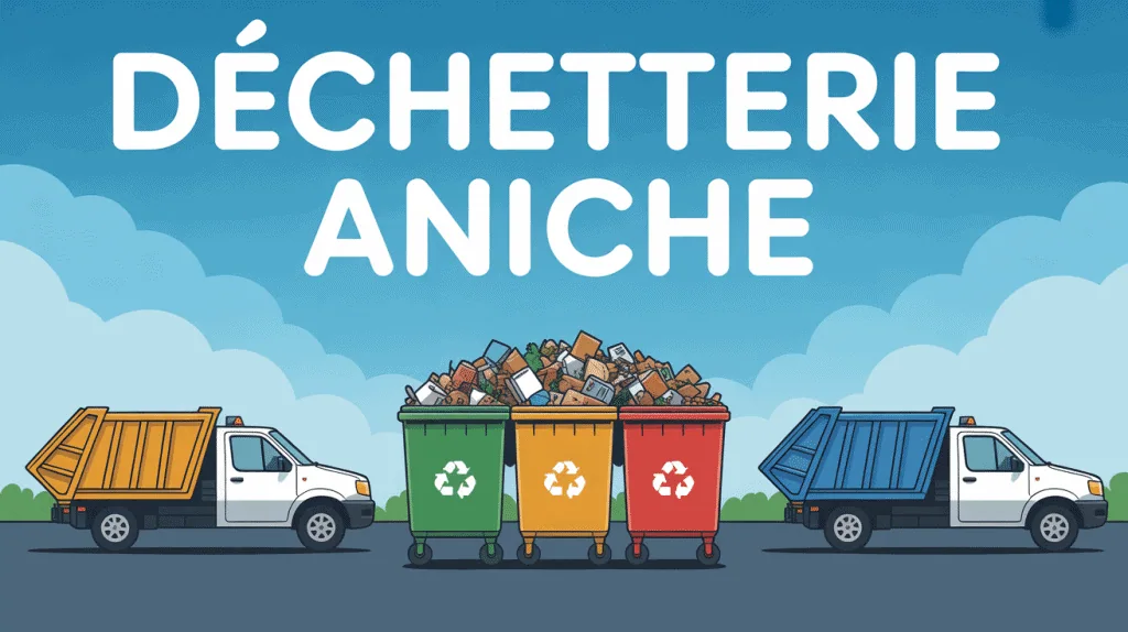 Illustration déchetterie Aniche avec conteneurs colorés