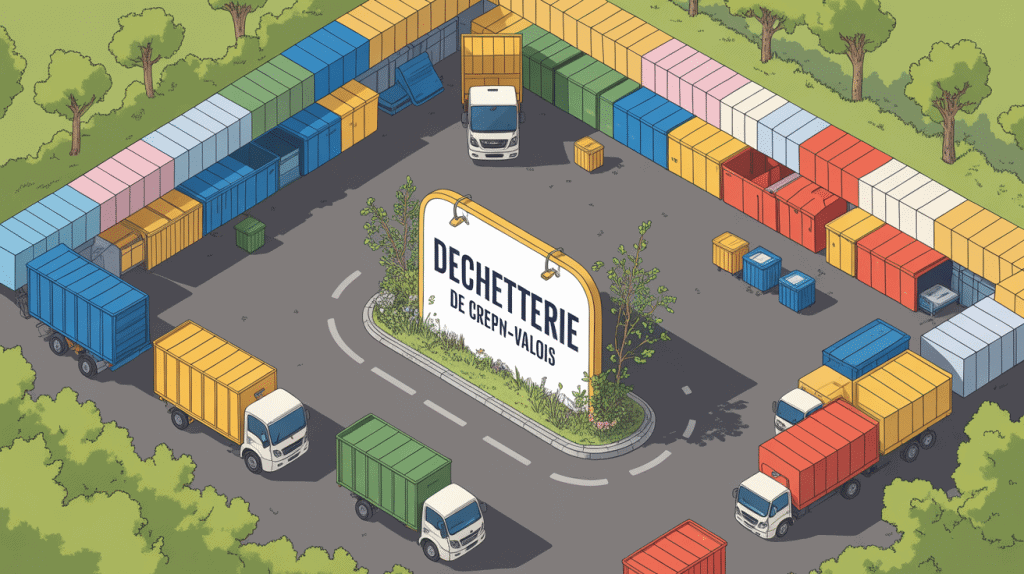 vue aérienne déchetterie crepy en valois zones tri