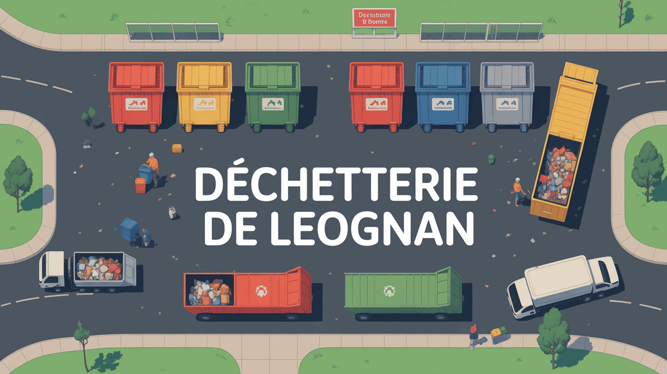 vue aérienne déchetterie leognan bennes tricolores