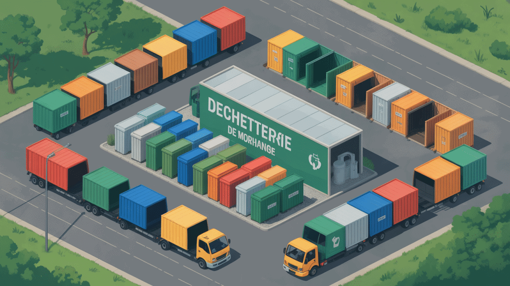 Vue aérienne déchetterie Morhange zones tri