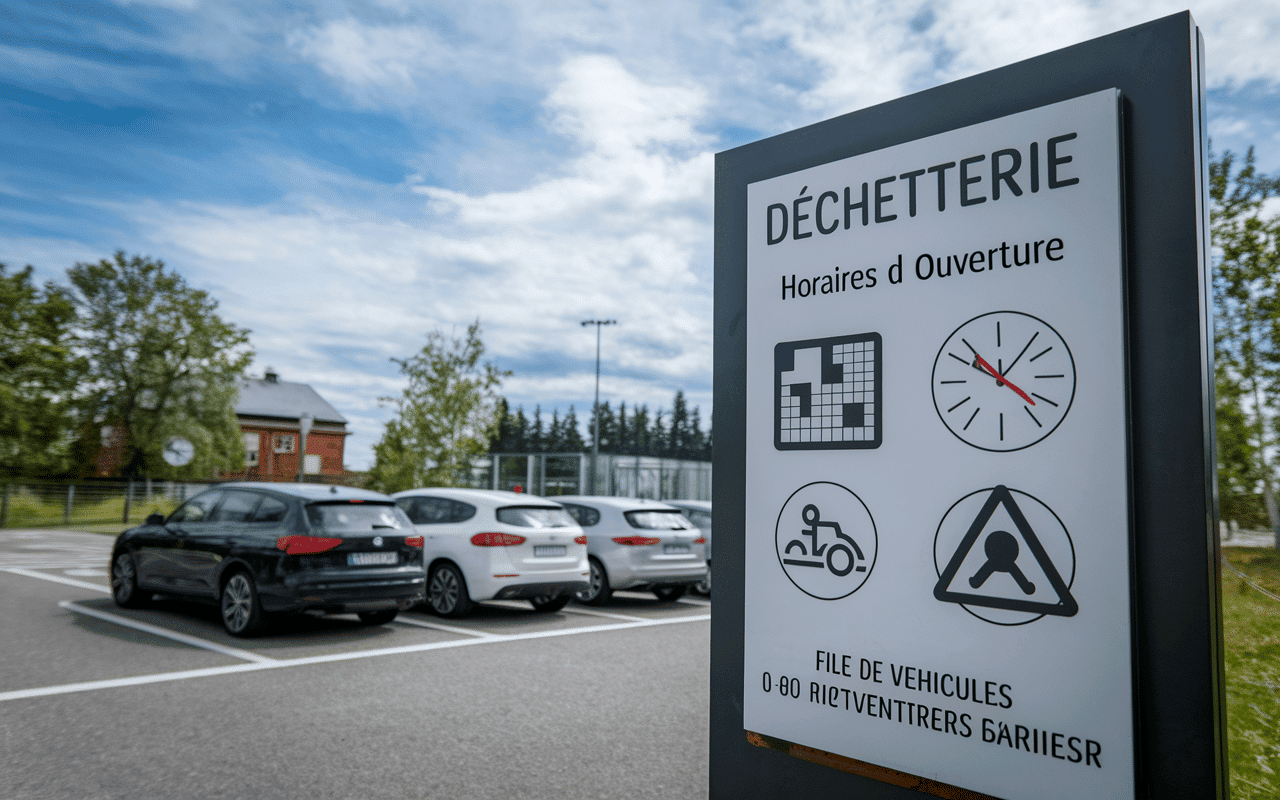 Panneau horaires et accès de la déchetterie Sorigny