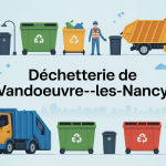 Vue d'ensemble déchetterie Vandoeuvre panneaux tri