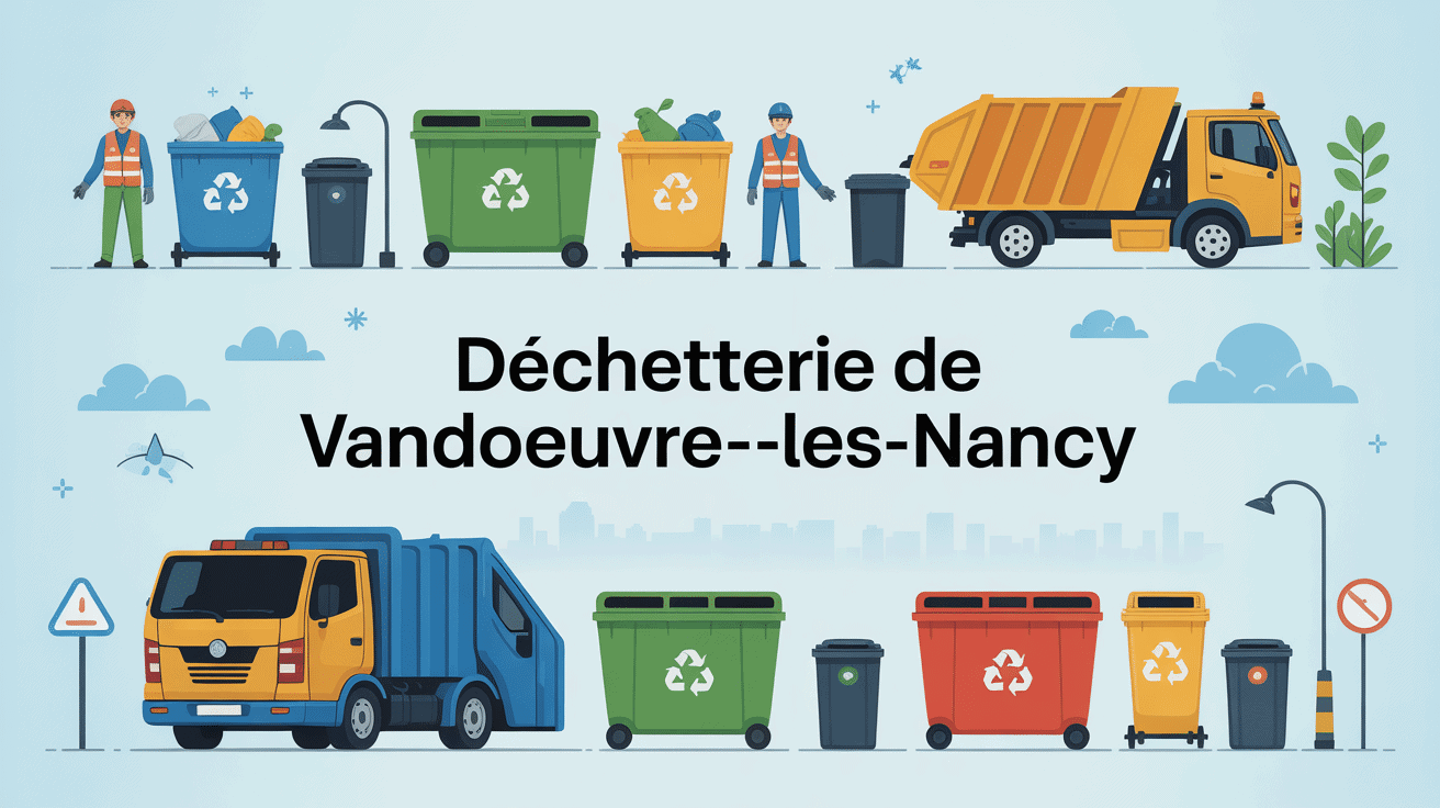 Vue d'ensemble déchetterie Vandoeuvre panneaux tri
