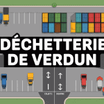 Vue aérienne de la déchetterie Verdun avec bennes de tri