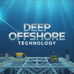 Vue futuriste deep offshore technology avec robots et équipements high-tech