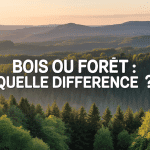 Image panorama différence entre bois et forêt, paysage français