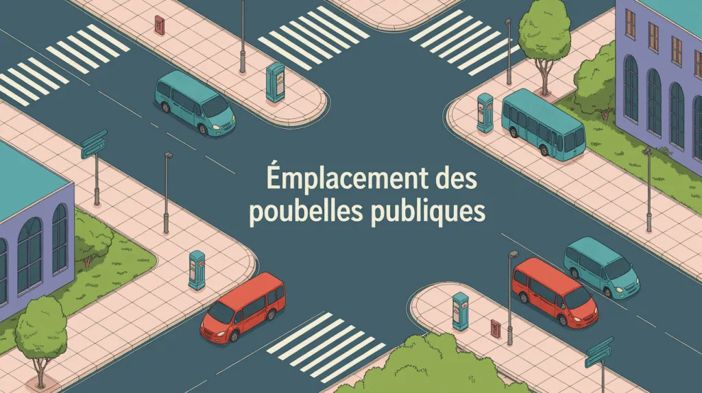 Vue aérienne de l'emplacement poubelles publiques en ville