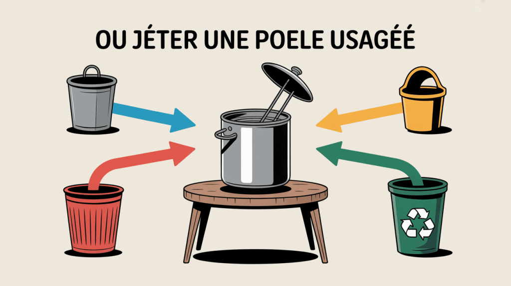 Ou jeter une poele usagée : illustration tri et recyclage