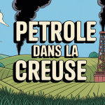 petrole dans la creuse illustration cartoon derrick paysage