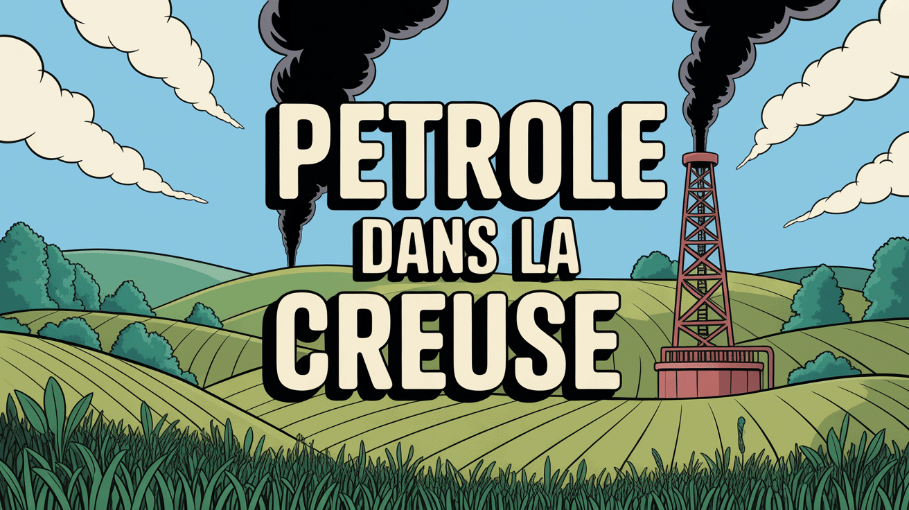 petrole dans la creuse illustration cartoon derrick paysage