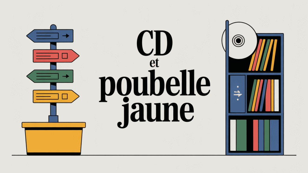Illustration recyclage CD poubelle jaune