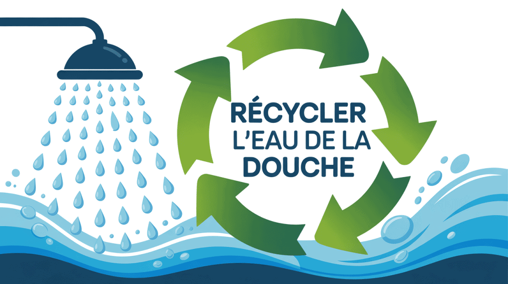 illustration moderne recycler eau douche avec cycle flèches