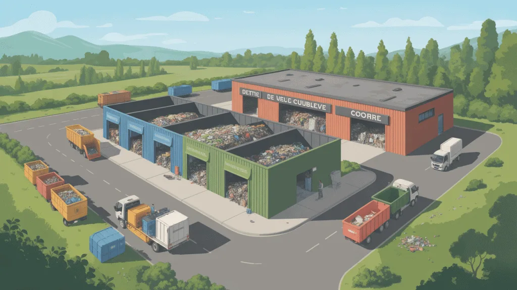 Vue aérienne déchetterie Coublevie zones de tri