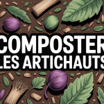 Bac compost avec artichauts et déchets verts