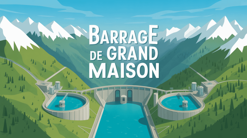 vue aerienne barrage de grand maison dans les alpes