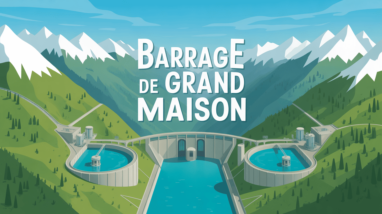 vue aerienne barrage de grand maison dans les alpes