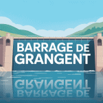 vue du barrage de grangent et lac entourés de collines