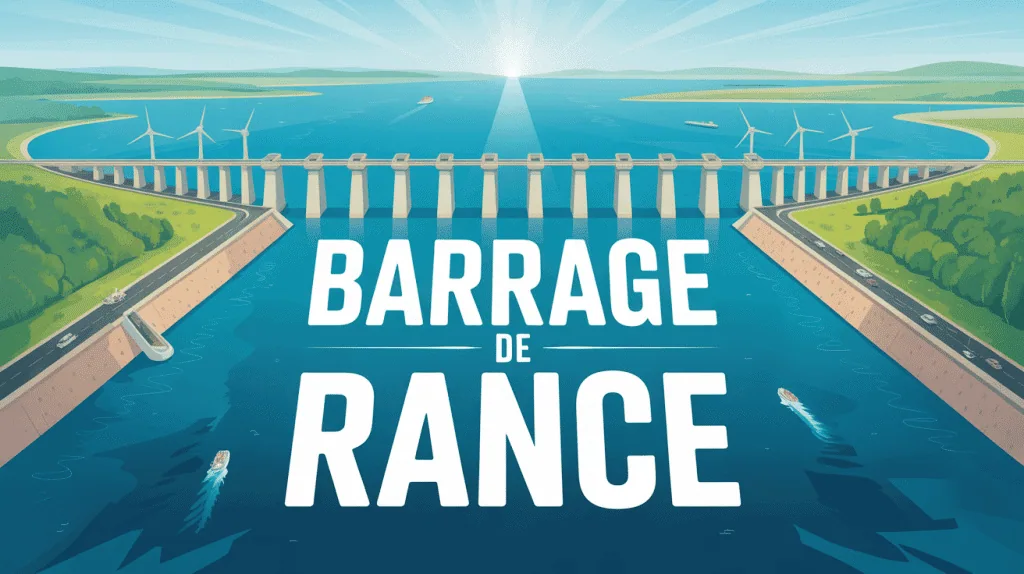 Image aérienne du barrage de Rance avec turbines
