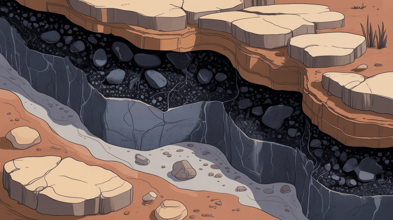 Formation géologique black amber coupe roche