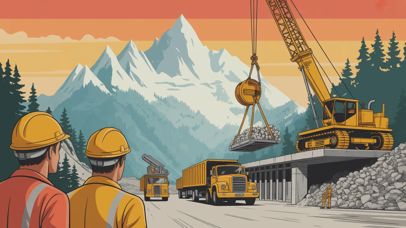 Chantier du barrage de Serre Ponçon ouvriers montagnes années 60