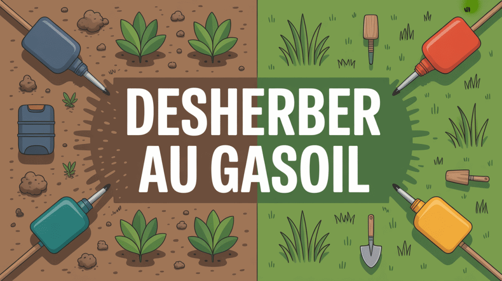 désherber au gasoil illustration jardin pollué vs naturel