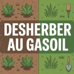 désherber au gasoil illustration jardin pollué vs naturel