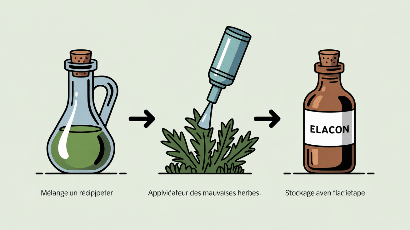 dosage mélange bicarbonate de soude et vinaigre blanc pour désherber schéma préparation