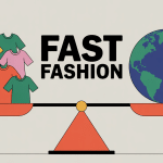 Fast fashion illustration balance vêtements planète Terre